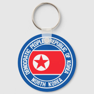North Korea Round Emblem Key Ring