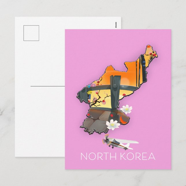 North Korea travel map Holiday Postcard (Front/Back)