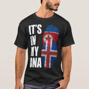 North Korean And Icelandic Mix DNA Heritage Flag T-Shirt