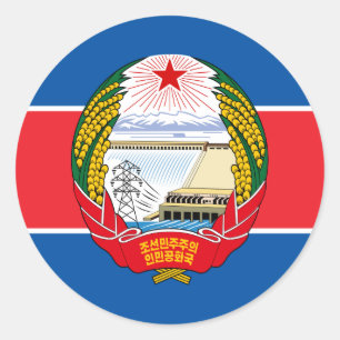 North Korean Flag & Emblem, Flag of North Korea Classic Round Sticker