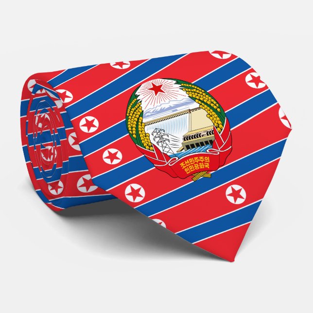 North Korean Flag & Emblem, Flag of North Korea Tie (Rolled)