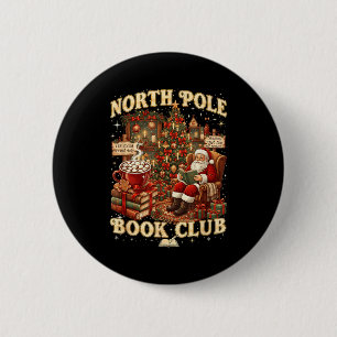 North Le Book Club Cozy Christmas Reading Gift  6 Cm Round Badge