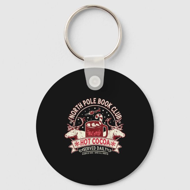 North Le Book Club Hot Cocoa Reindeer Librarians C Key Ring (Front)
