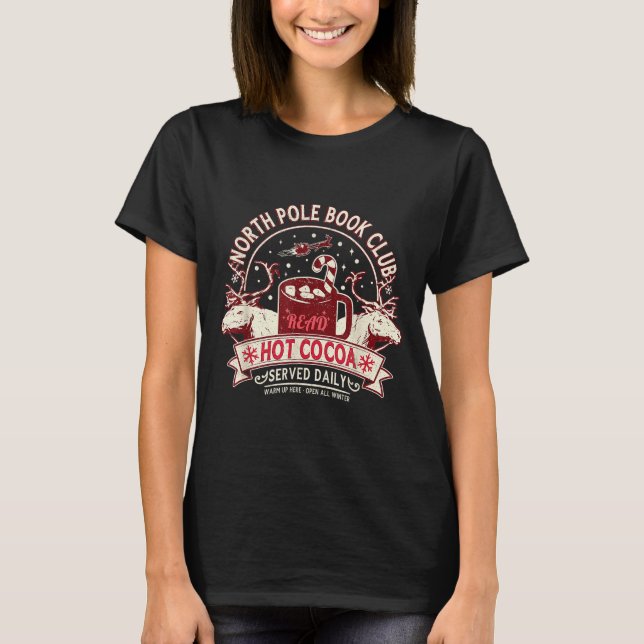 North Le Book Club Hot Cocoa Reindeer Librarians C T-Shirt (Front)
