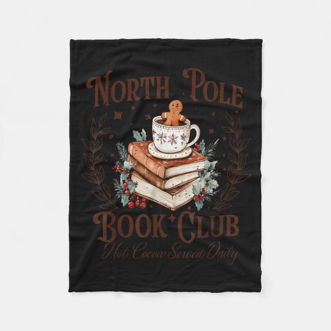 North Le Book Club Hot Cocoa Served Daily Libraria Fleece Blanket (Front)
