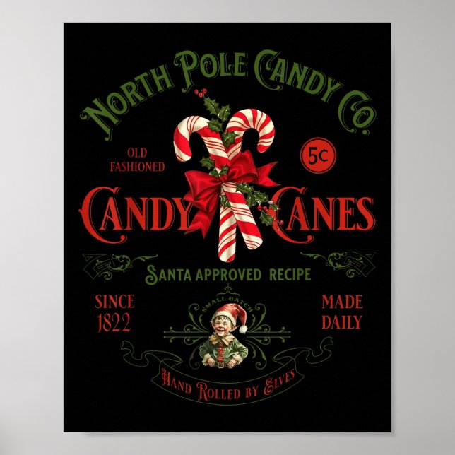 North Le Candy Co Candy Cane Funny Christmas Xmas  Poster (Front)