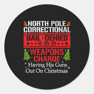 North Le Correctional Having His Guns Out On Chris Classic Round Sticker