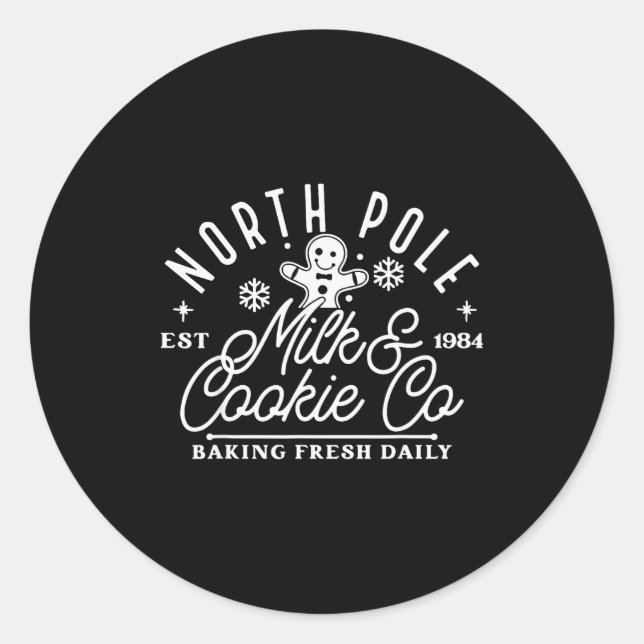 North Le Milk And Cookie Co Funny Baking Christmas Classic Round Sticker (Front)