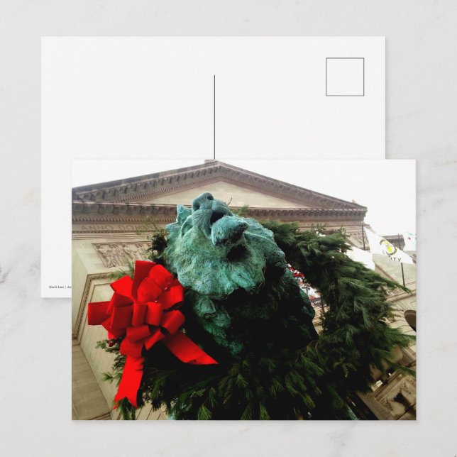 North Lion at the Art Institute of Chicago Holiday Postcard (Front/Back)