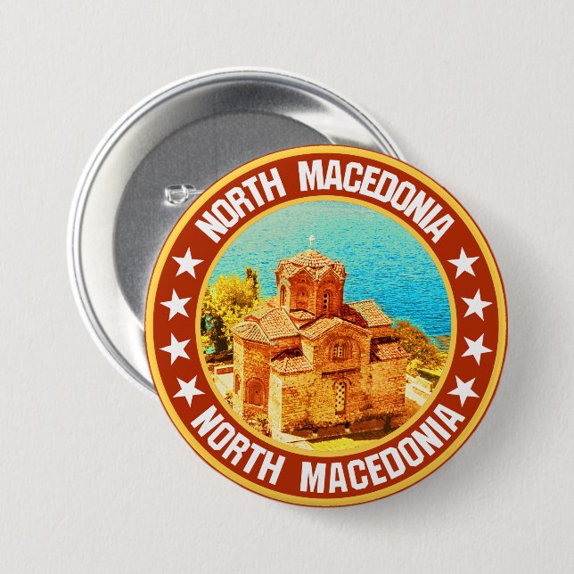 North Macedonia                                    7.5 Cm Round Badge (Front & Back)