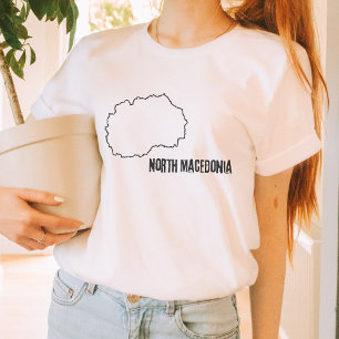 North Macedonia Country Map Outline Boundary Line T-Shirt