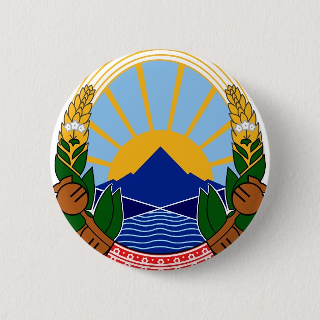 north macedonia emblem 6 cm round badge (Front)