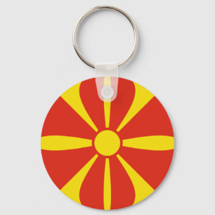 North Macedonia Fisheye Flag Keychain
