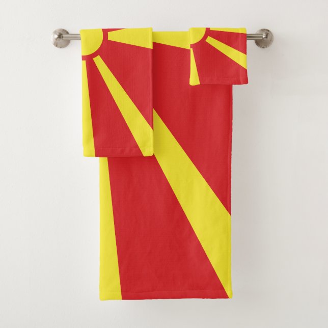 North Macedonia Flag Bath Towel Set (Insitu)