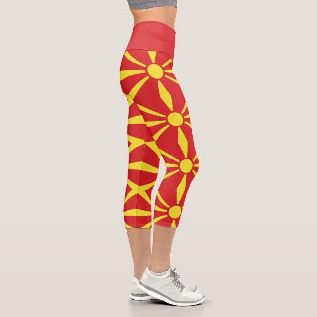 North Macedonia Flag Capri Leggings (Right)