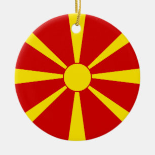 North Macedonia flag Ceramic Tree Decoration