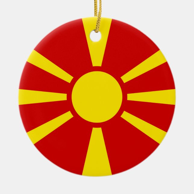 North Macedonia Flag Ceramic Tree Decoration (Front)