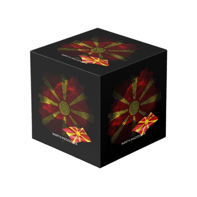 North Macedonia flag Cube (Front Angled)