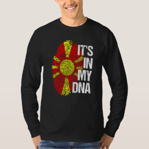 North Macedonia Flag Home Heart Roots Fingerprint T-Shirt