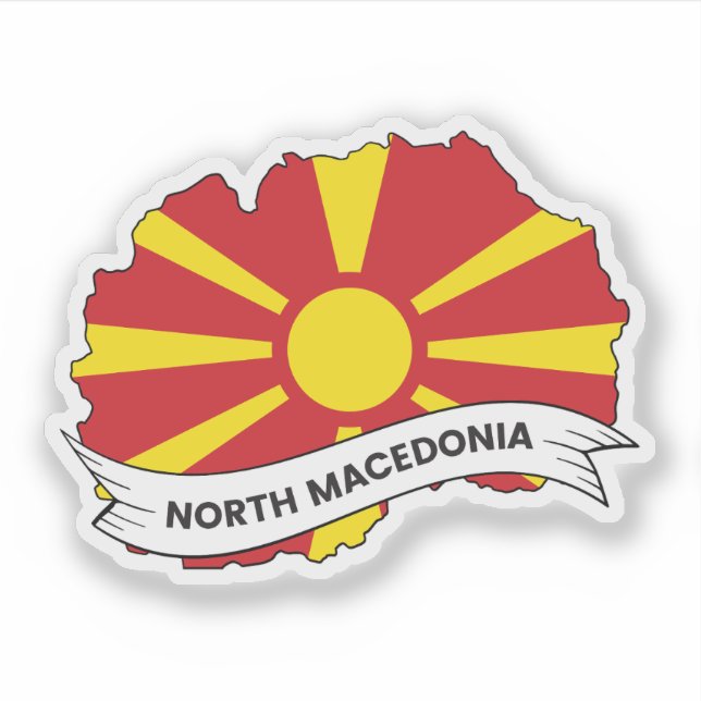 North Macedonia Flag Map (Front)