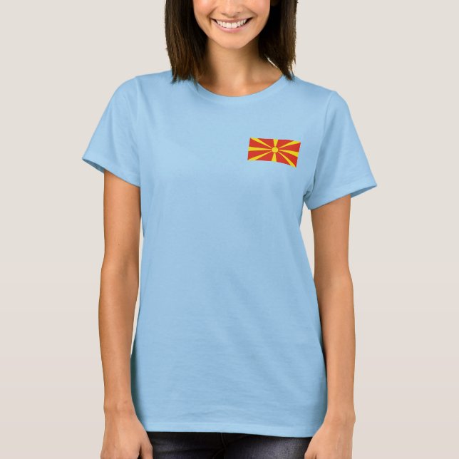 North Macedonia Flag + Map T-Shirt (Front)