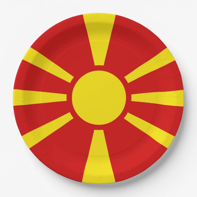 North Macedonia Flag Paper Plate (Front)