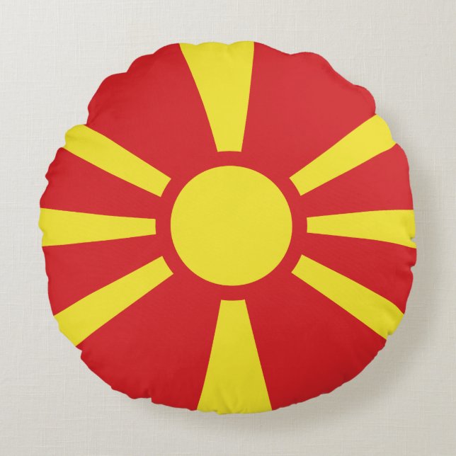 North Macedonia Flag Round Cushion (Front)