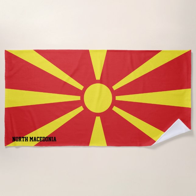 North Macedonia Flag Splendid Patriotic Beach Towel (Front)