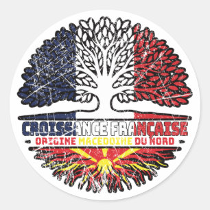 North Macedonia Macedonian French France Tree Classic Round Sticker