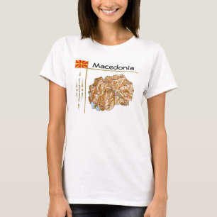 North Macedonia Map + Flag + Title T-Shirt