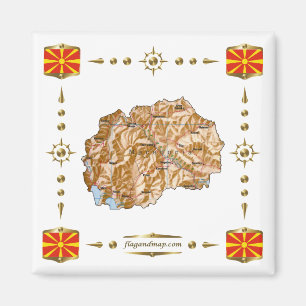 North Macedonia Map + Flags Magnet