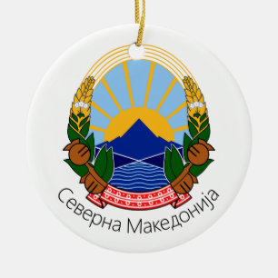North Macedonia National Emblem Ceramic Tree Decoration