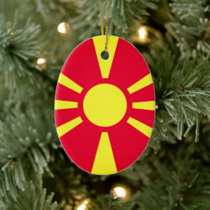 North Macedonia National Emblem Ceramic Tree Decoration