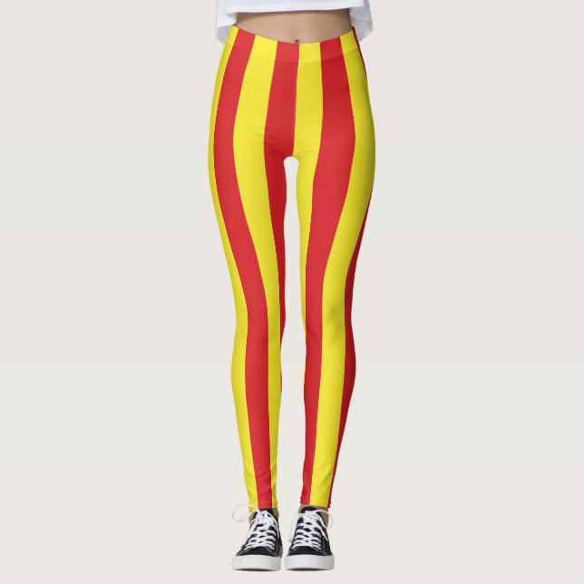 North Macedonia National Flag Colours Striped Leggings (Front)