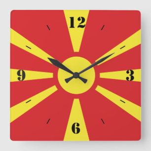 North Macedonia National Flag Patriotic Square Wall Clock
