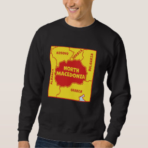 North Macedonia Political map in flag colours Sweatshirt