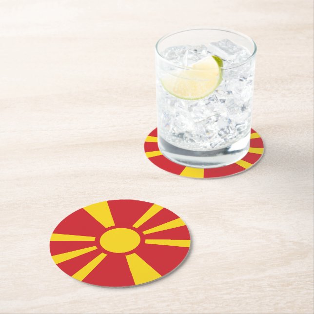 North Macedonia Round Paper Coaster (Insitu)