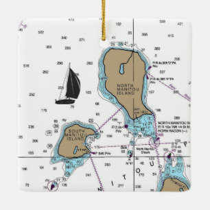 North Manitou Island WI Nautical Chart Ceramic Ornament