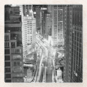 North Michigan Avenue in Chicago after winter Glass Coaster