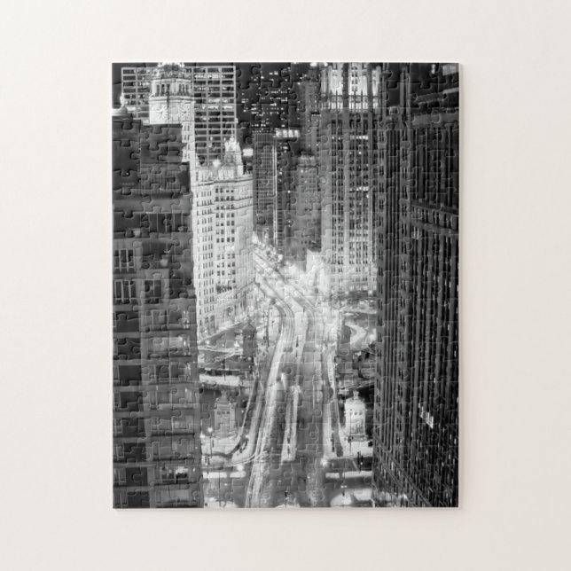 North Michigan Avenue in Chicago after winter Jigsaw Puzzle (Vertical)