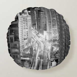 North Michigan Avenue in Chicago after winter Round Cushion