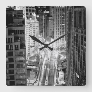North Michigan Avenue in Chicago after winter Square Wall Clock
