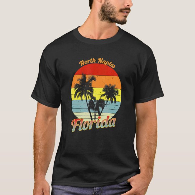 North Naples Florida Retro Tropical Palm Trees Vac T-Shirt (Front)