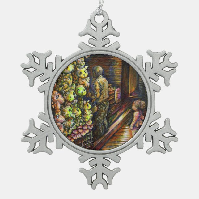 North of the Circus Snowflake Pewter Christmas Ornament (Front)