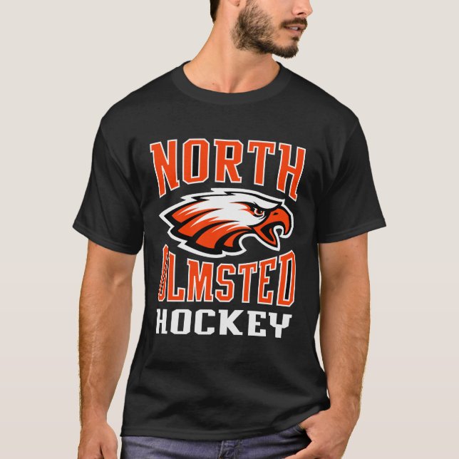 North Olmsted Hockey Black tee (Front)