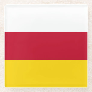North Ossetia Flag Glass Coaster