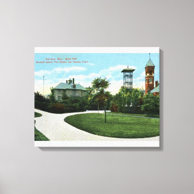 North Park View of Brownell School, Fire Canvas Print (Front)