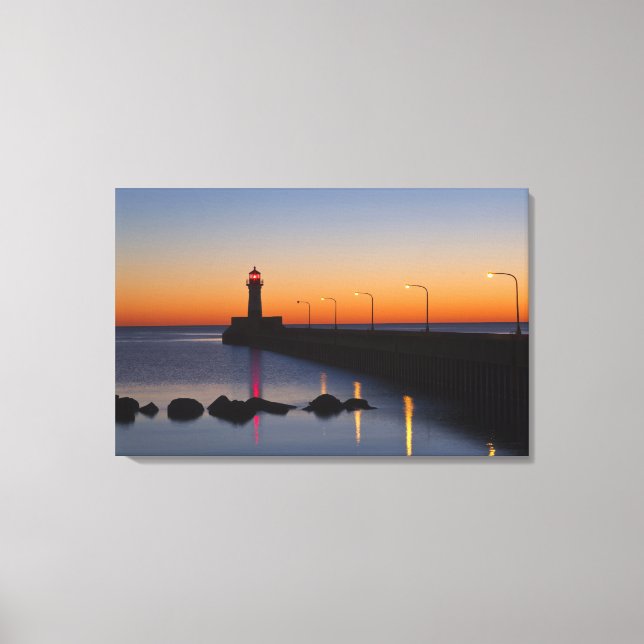North pier Lighthouse in Duluth, Minnesota, Canvas Print (Front)