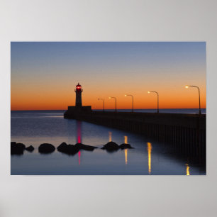 North pier Lighthouse in Duluth, Minnesota, Poster