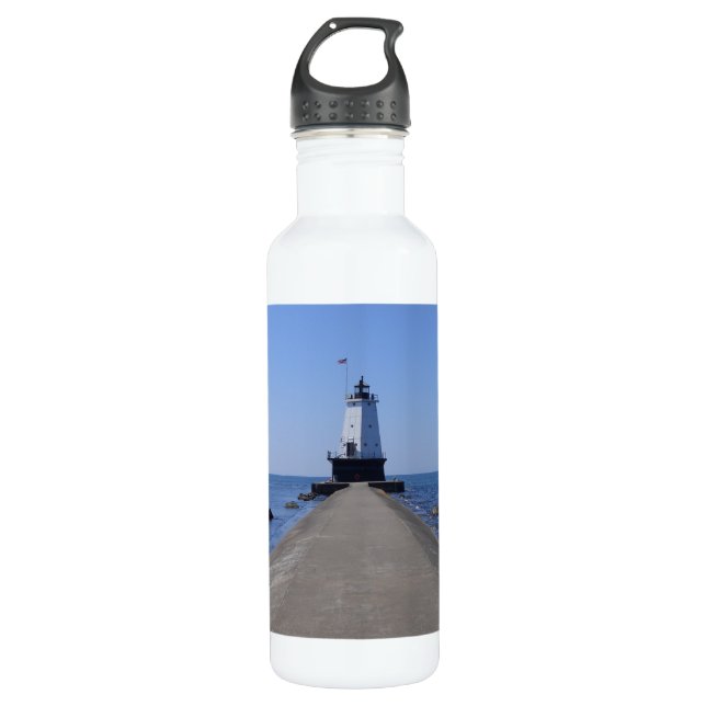 North Pierhead Lighthouse, Ludington, MI 710 Ml Water Bottle (Front)